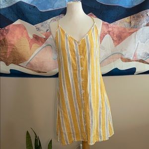 Forever 21 Yellow Pinstriped Dress Medium